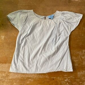 CeCe Light blue Swiss dotted Blouse with Flutter Sleeves Size XXS